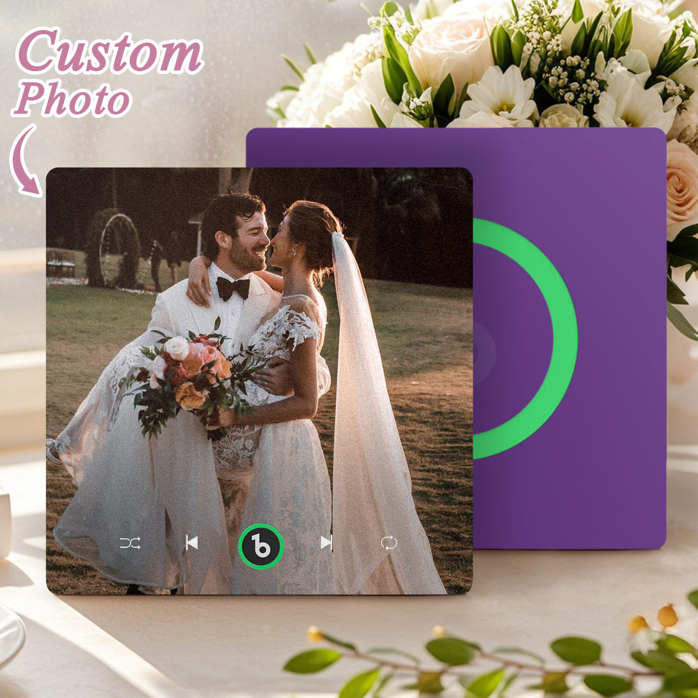 Custom Music & Photo Fridge Magnet Supports Bluetooth Connectivity Custom Music Fridge Magnet Couple Gift  Singing Refrigerator Magnet Wedding Gift for Him