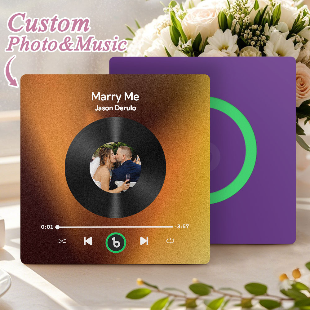 Custom Music Fridge Magnet Custom Colorful Frame Album Fridge Magnet Music Wall Photo Sticker Song Magnets That Can Play Music Wedding Gifts for Her