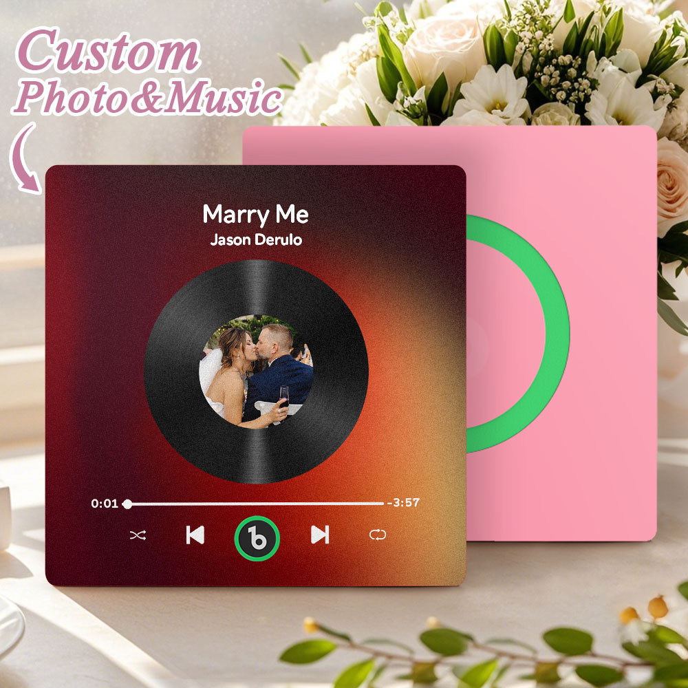 Custom Music Fridge Magnet Custom Colorful Frame Album Fridge Magnet Music Wall Photo Sticker Song Magnets That Can Play Music Wedding Gifts for Her