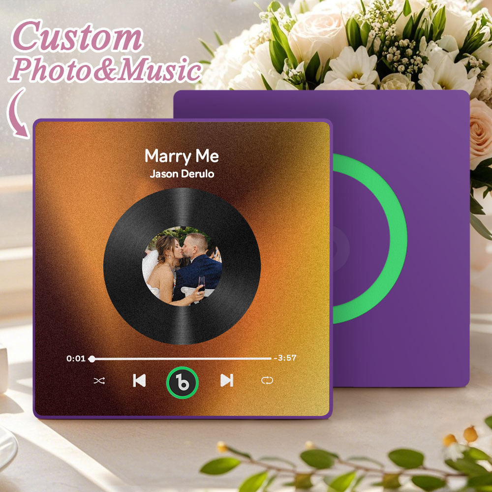 Custom Music Fridge Magnet Custom Colorful Frame Album Fridge Magnet Music Wall Photo Sticker Song Magnets That Can Play Music Wedding Gifts for Her