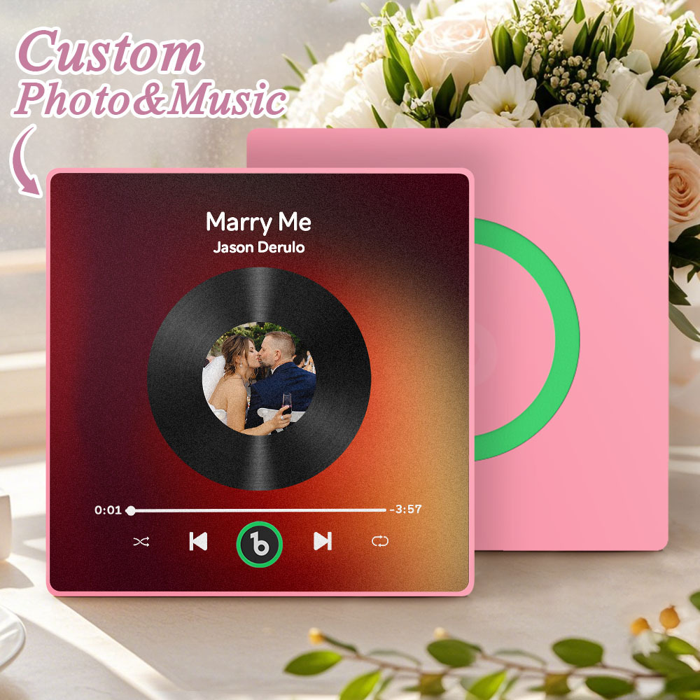 Custom Music Fridge Magnet Custom Colorful Frame Album Fridge Magnet Music Wall Photo Sticker Song Magnets That Can Play Music Wedding Gifts for Her