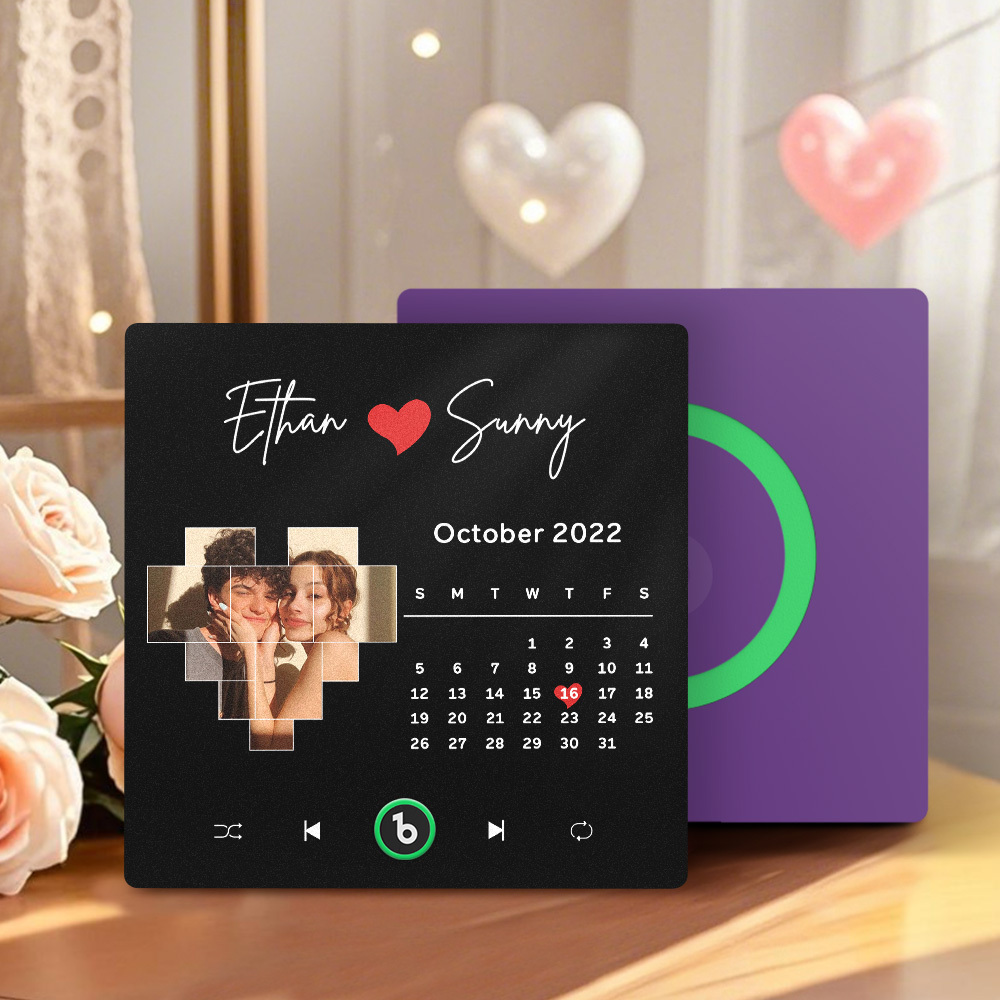 Custom Music, Photo & Text Fridge Magnet Supports Bluetooth Connectivity Valentine's Day Gifts