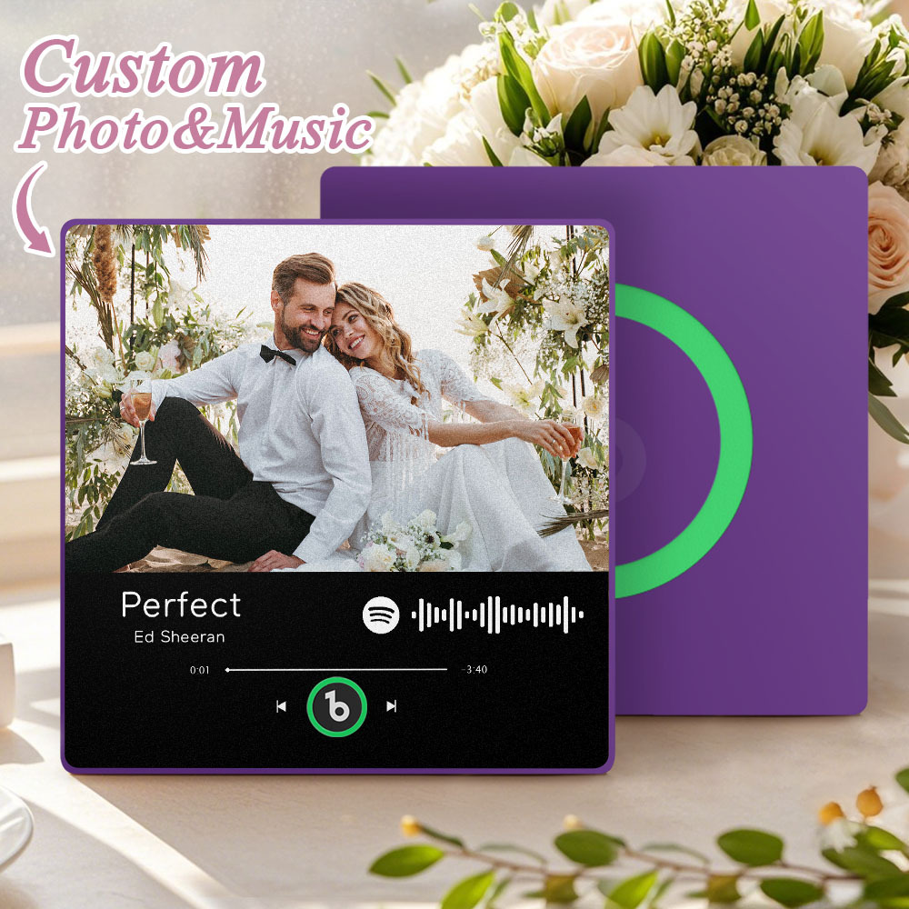 Custom Spotify Music Fridge Magnet Personalized Colorful Frame Album Fridge Magnet Music Wall Photo Sticker Song Magnets That Can Play Music Wedding Gifts for Her