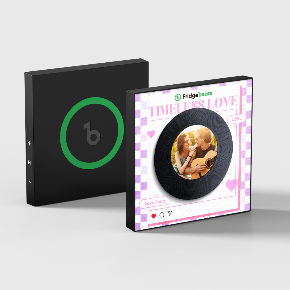 Custom Music And Photo Fridge Magnet Personalized Pink Heart Fridge Magnet Valentine's Day Gift for Couple