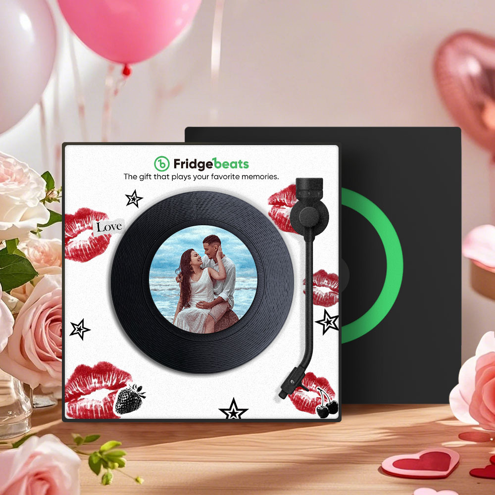 Custom Music And Photo Fridge Magnet Personalized Lip Fridge Magnet Valentine's Gift for Couple