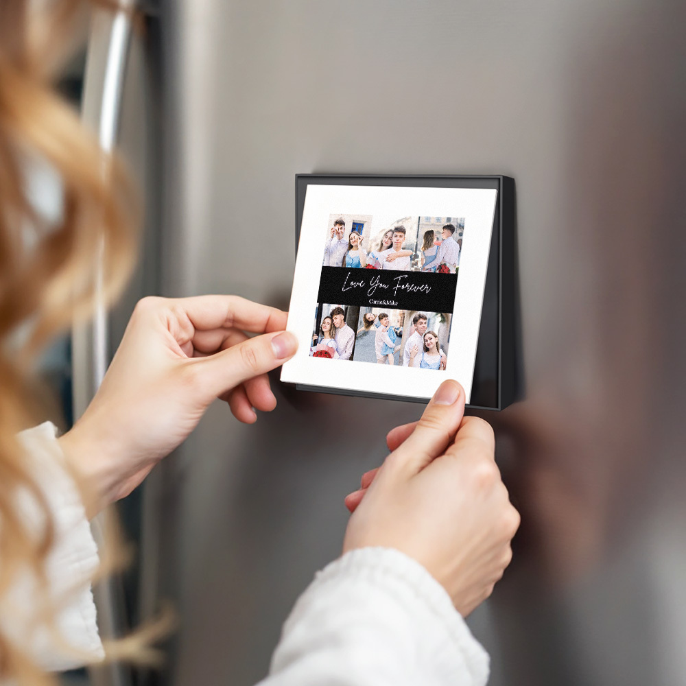 Custom Music Fridge Magnet Personalized 6 Photos Can Customize 1-6 Frame Art and Songs