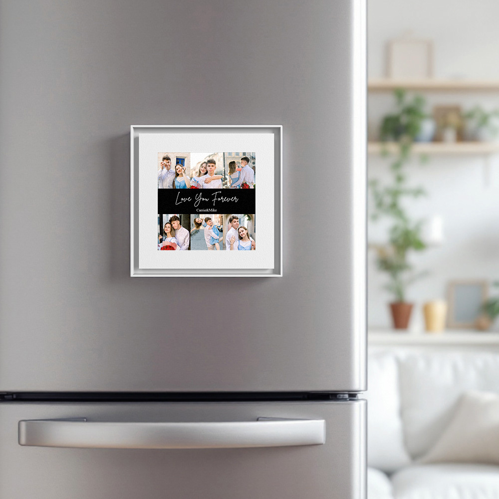 Custom Music Fridge Magnet Personalized 6 Photos Can Customize 1-6 Frame Art and Songs