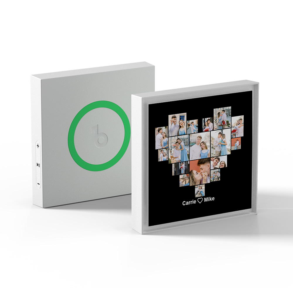 Custom Music Fridge Magnet Personalized Heart Multi Photos Can Customize 1-6 Frame Art and Songs 