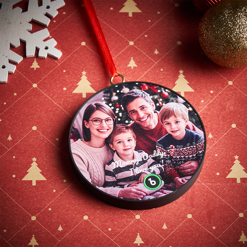 Custom Music Ornament Fridge Magnet Personalized Photo Music Box Ornament Music Fridge Magnet Custom Voice Recording Couple Keepsake Christmas Gifts