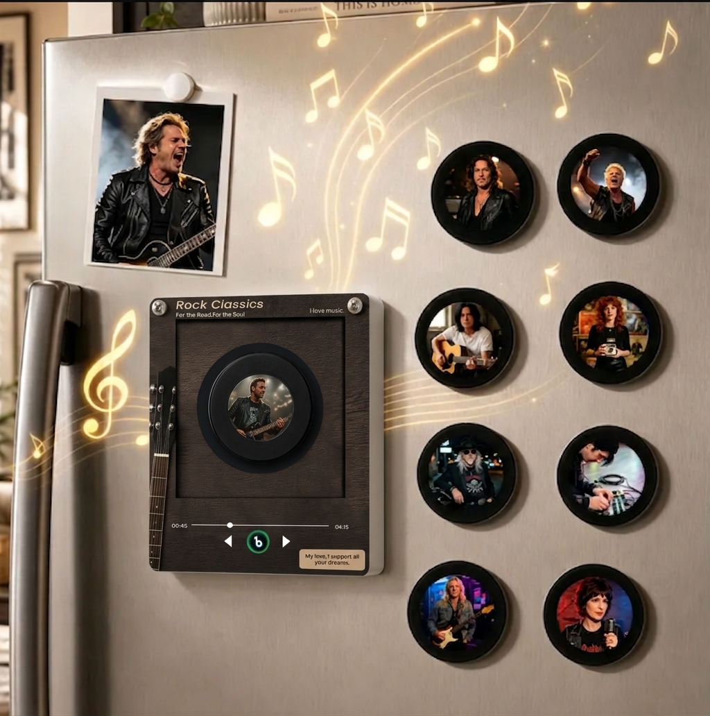 Rock Music Mini Vinyl Record Music Player With 9 Discs For Guitar Lover