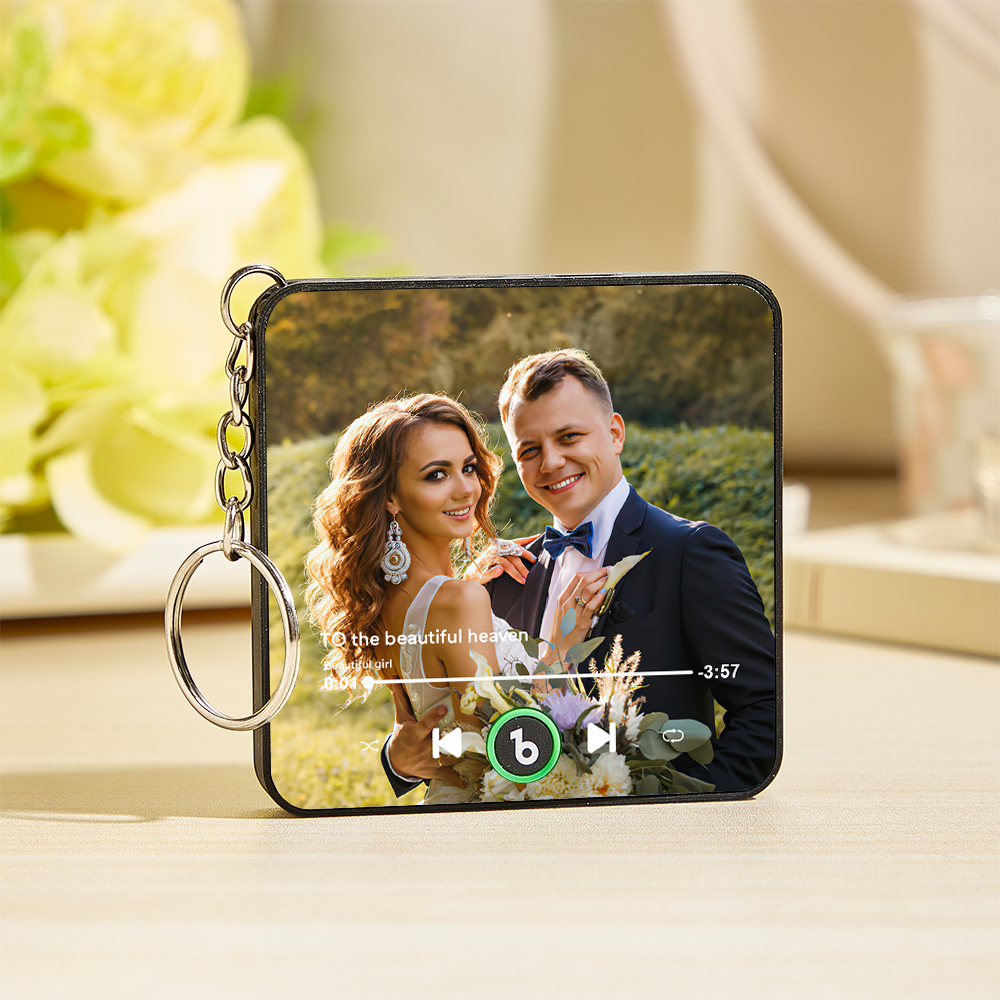 Personalized Photo Music Keychain Music Box Bag Charm That Plays Music Without Cell Phone Anniversary Gifts
