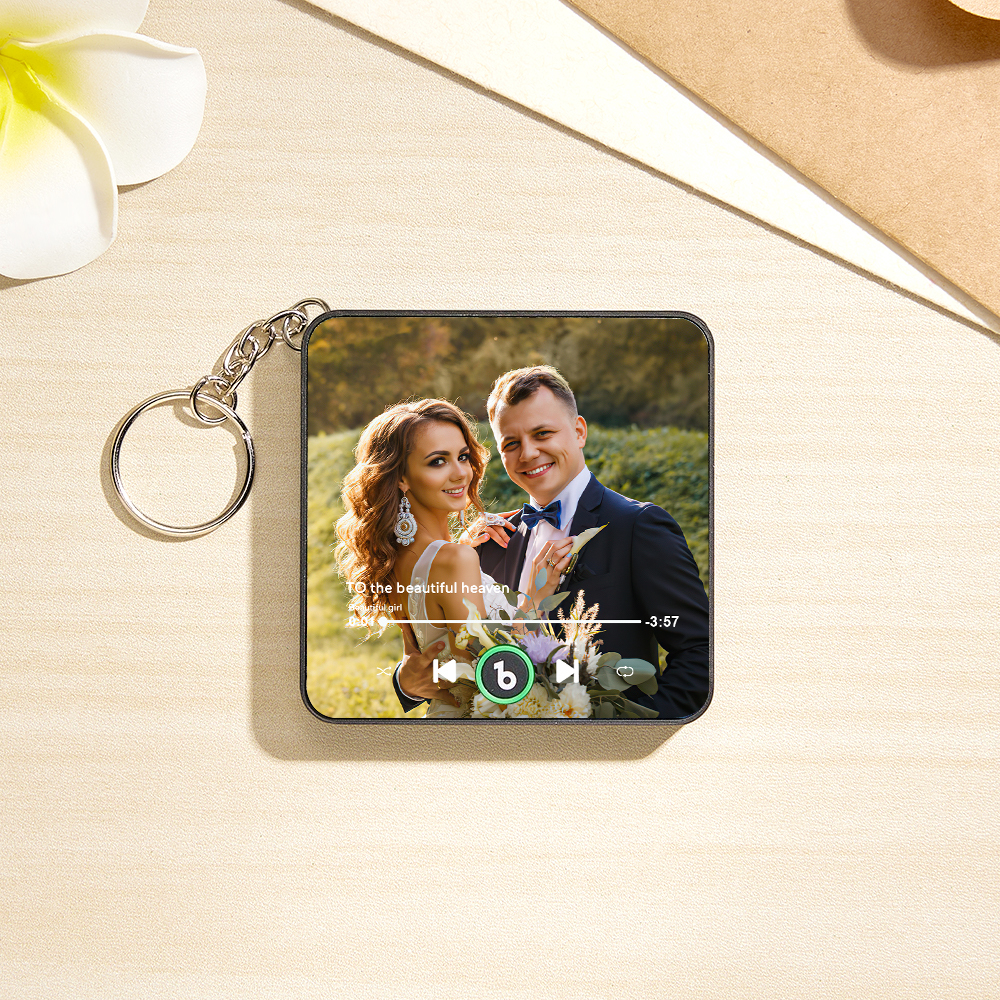 Personalized Photo Music Keychain Music Box Bag Charm That Plays Music Without Cell Phone Anniversary Gifts
