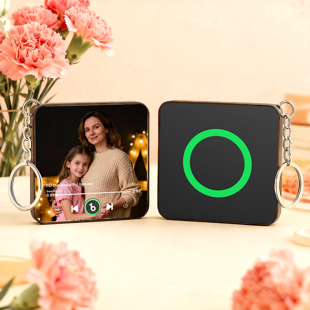 Custom Mini Music Fridge Magnet Keychain Personalized Photo Music Keychain Mini Magnet For Fridge That Can Play Songs Without Cellphone Mother's Day Gift
