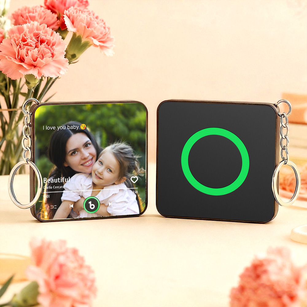 Custom Music Gift Mini Fridge Magnet Keychain Mother's Day Gift Custom Photo Music Box Play Song Photo Music Magnet Keychain for Her