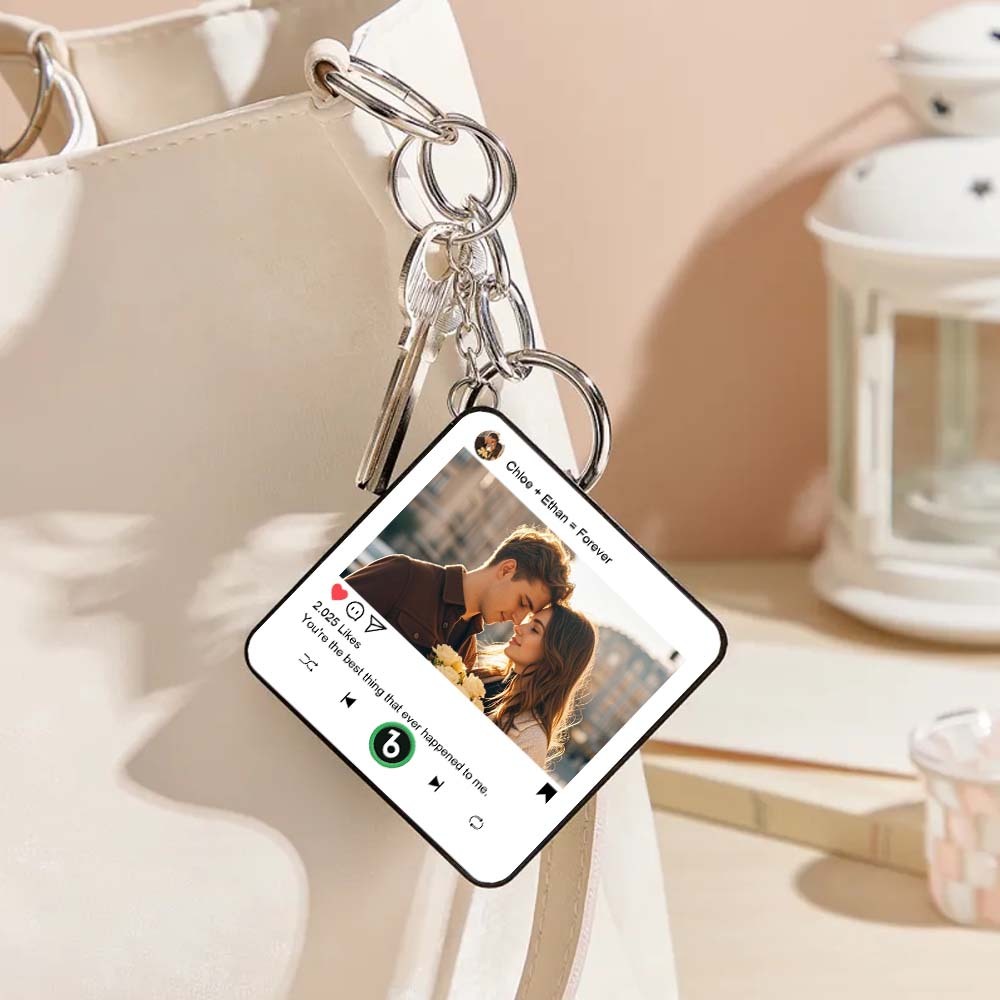 Custom Mini Music Fridge Magnet Keychain Gifts for Her Him Personalized Photo Music Refrigerator Magnet Keychain Gifts for Her Unique Gift for Anniversary
