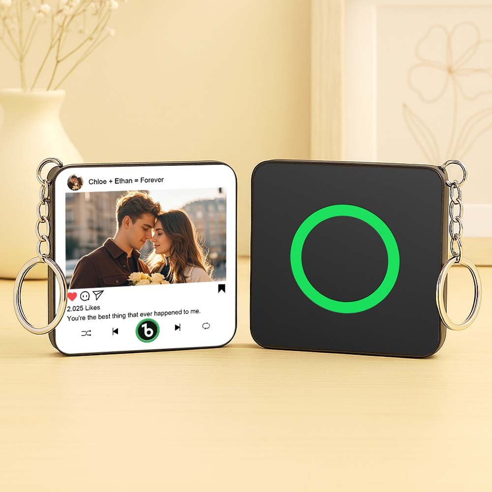 Custom Mini Music Fridge Magnet Keychain Gifts for Her Him Personalized Photo Music Refrigerator Magnet Keychain Gifts for Her Unique Gift for Anniversary