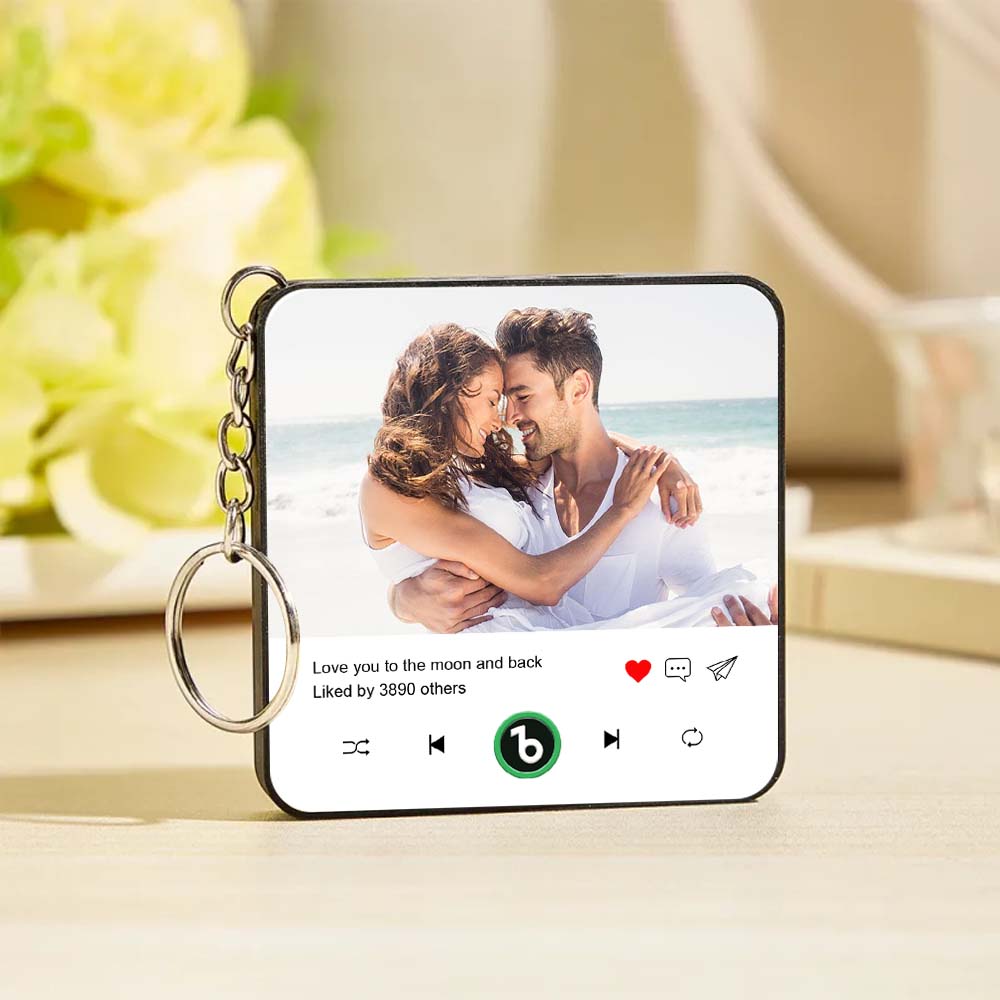 Custom Photo and Text Mini Music Fridge Magnet Keychain Music Wall Photo Sticker Music Movement That Can Be Played Keychain Gifts for Her
