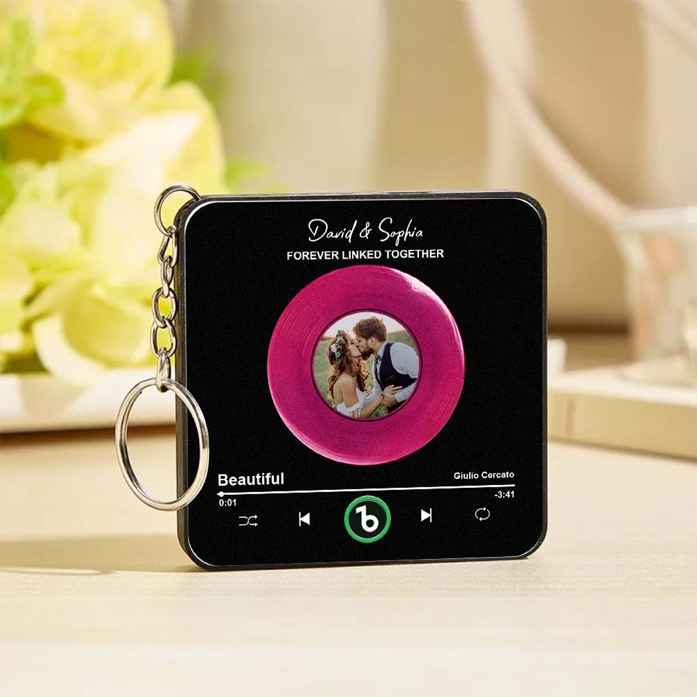 Custom Vinyl Mini Music Fridge Magnet Keychain Gifts Custom Photo Personalized Mini Music Fridge Magnet Keychain That Can Play Song Gifts for Mama