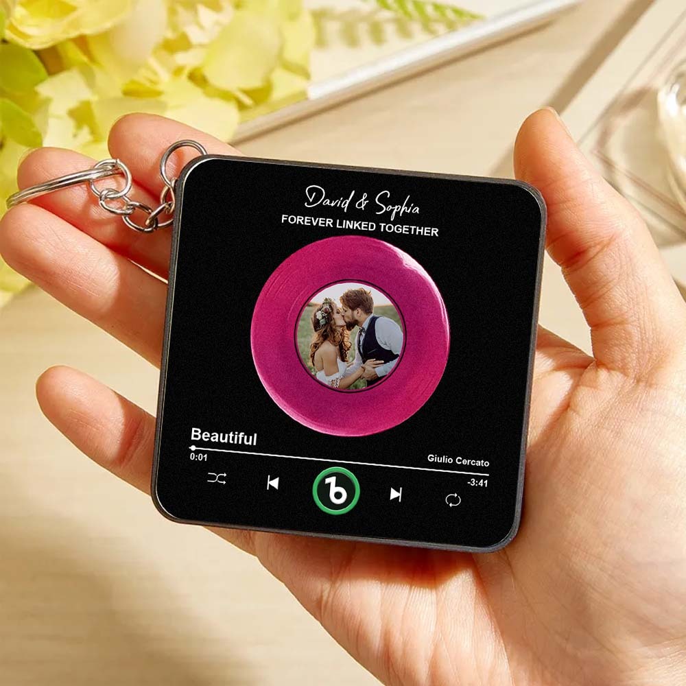 Custom Vinyl Mini Music Fridge Magnet Keychain Gifts Custom Photo Personalized Mini Music Fridge Magnet Keychain That Can Play Song Gifts for Mama