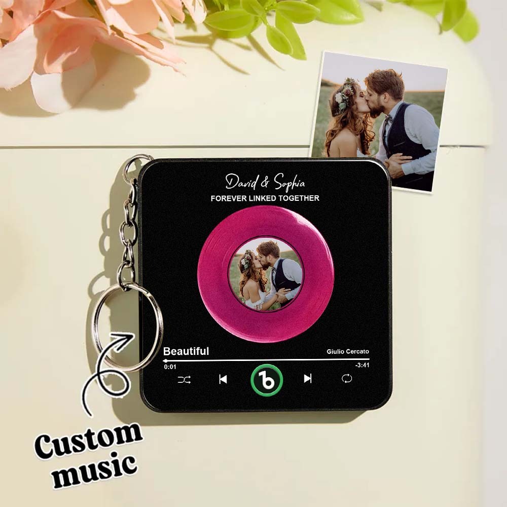 Custom Vinyl Mini Music Fridge Magnet Keychain Gifts Custom Photo Personalized Mini Music Fridge Magnet Keychain That Can Play Song Gifts for Mama