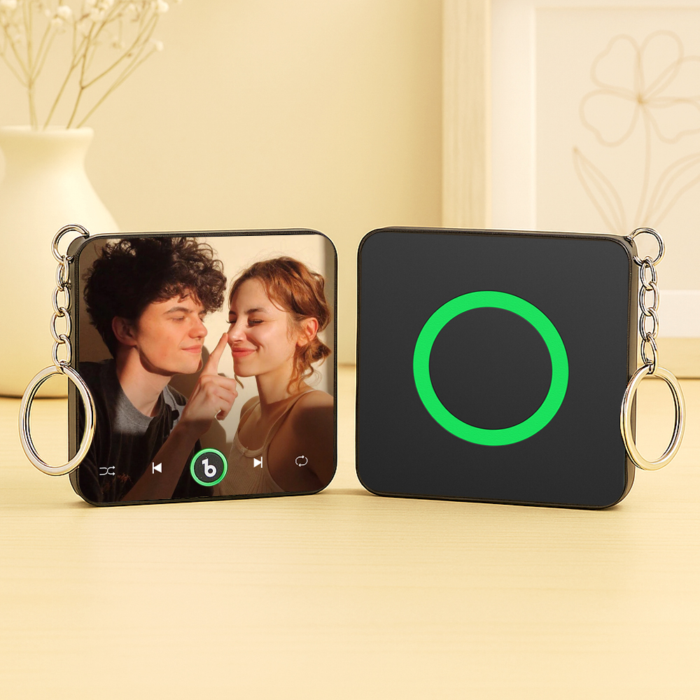 Custom Music & Photo Mini Fridge Magnet Keychain Supports Bluetooth Connectivity Custom Music Fridge Magnet Keychain Couple Gift Singing Refrigerator Magnet Keyring Wedding Gift for Him