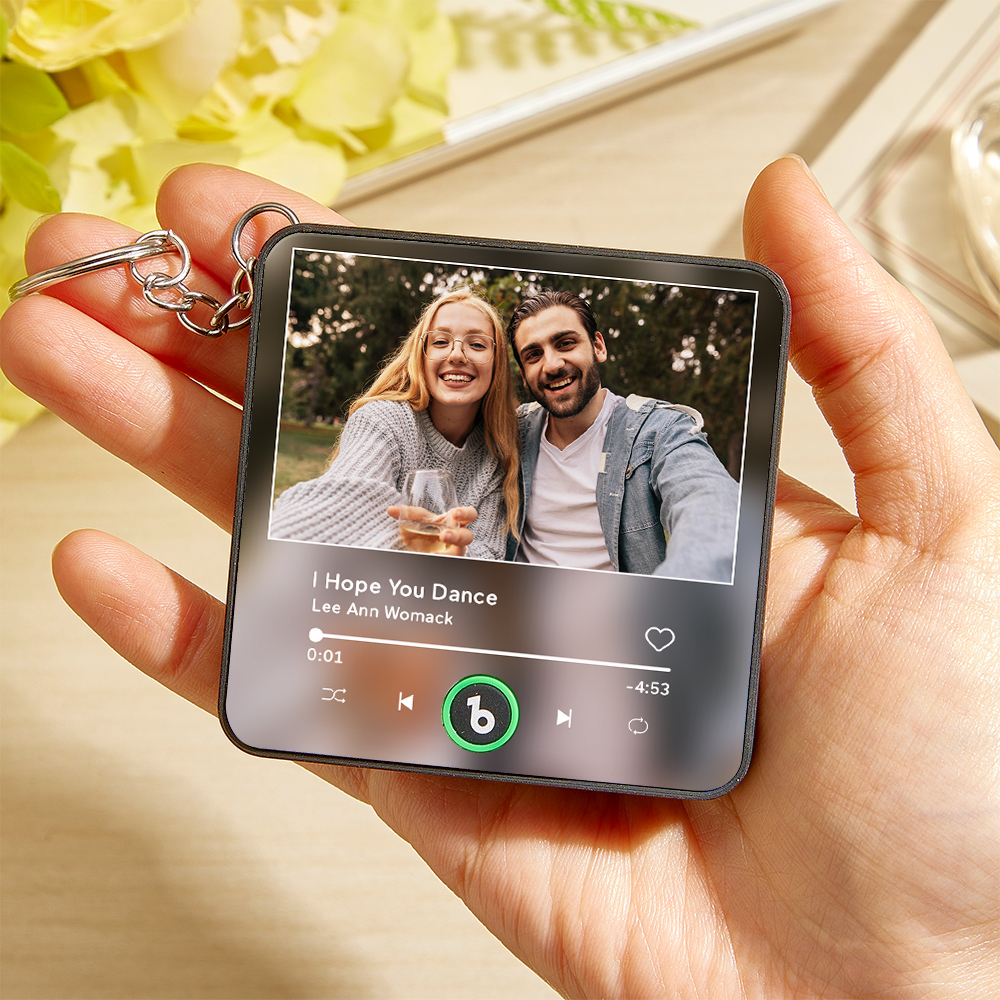 Custom Mini Music Fridge Magnet Keychain Personalized Photo Fridge Magnet Keychain With Music That Can Play Song Keyring Gifts Anniversary Gifts for Couple