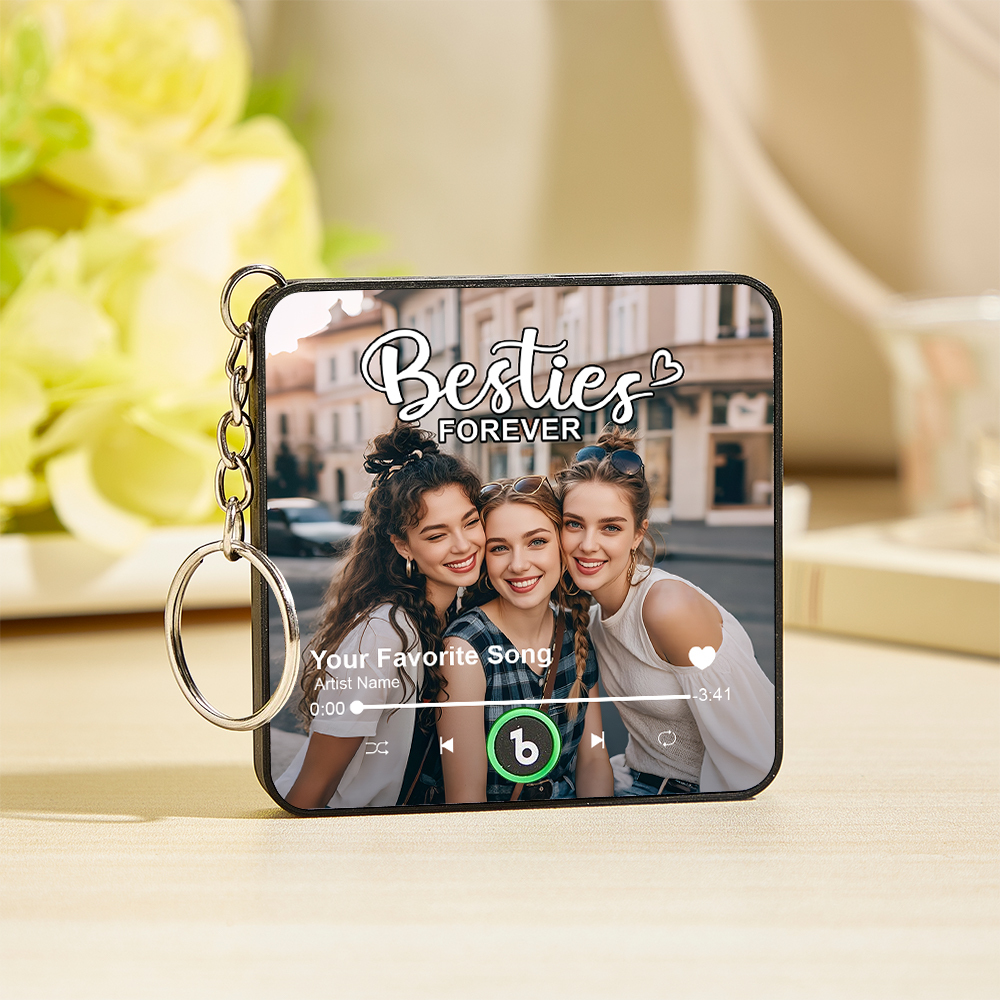 Personalized Mini Music Fridge Magnet Keychain Custom Besties Forever Song Magnet Keychain Heartfelt Gift For Best Friends
