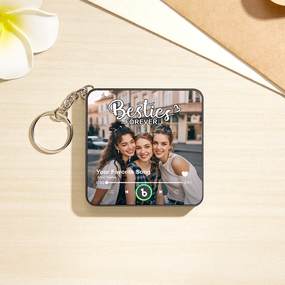 Personalized Mini Music Fridge Magnet Keychain Custom Besties Forever Song Magnet Keychain Heartfelt Gift For Best Friends