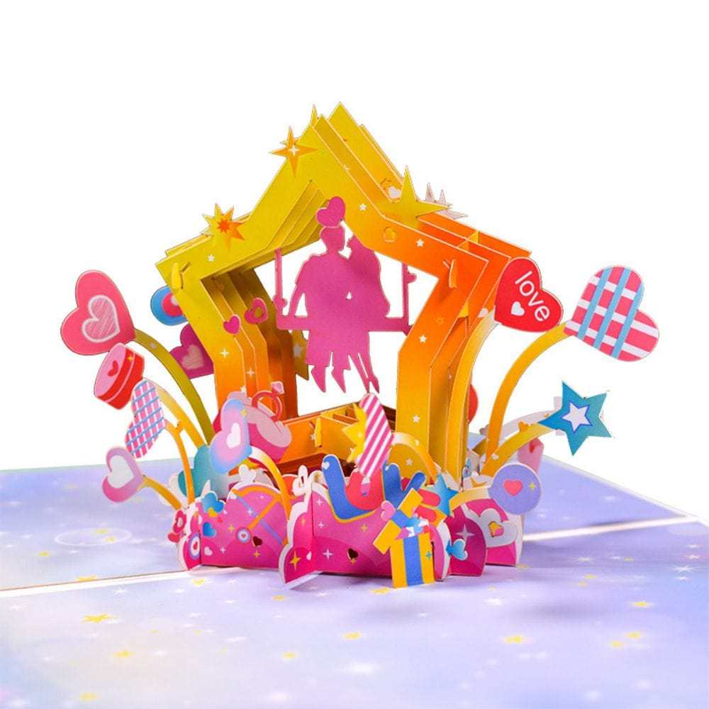 3D Creative Valentine's Day Pop Up Card Romantic Star Pop Up Greeting Card - GiftLab