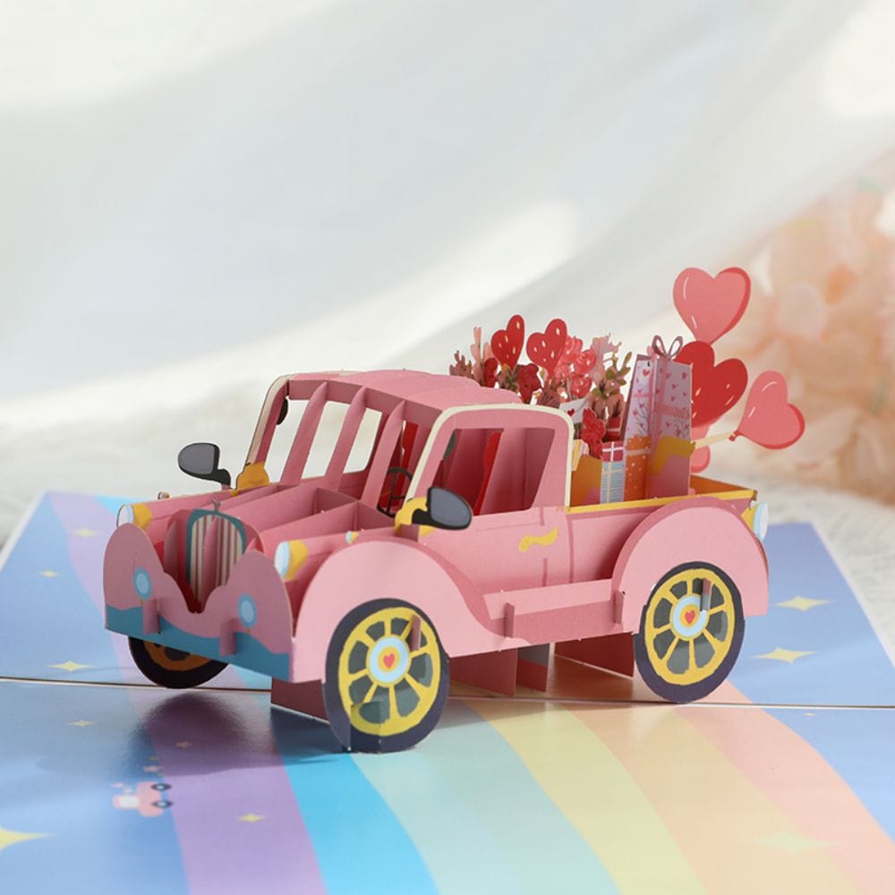 3D Creative Valentine's Day Pop Up Card Love Car Pop Up Greeting Card - GiftLab