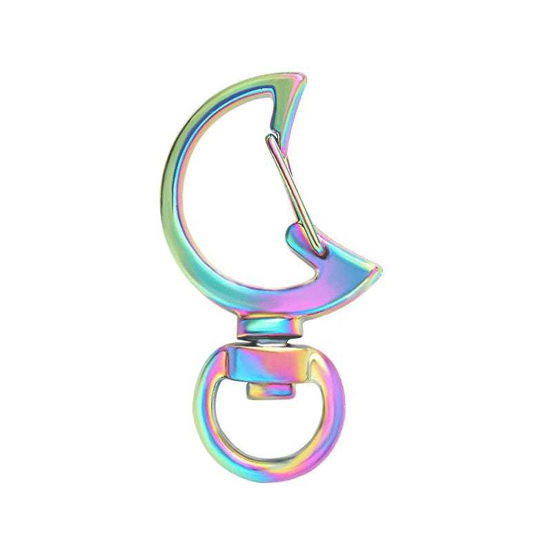 Moon-Shaped Swivel Snap Hook Keychain Metal Spring Snap Key Ring Multicolor - Giftlab