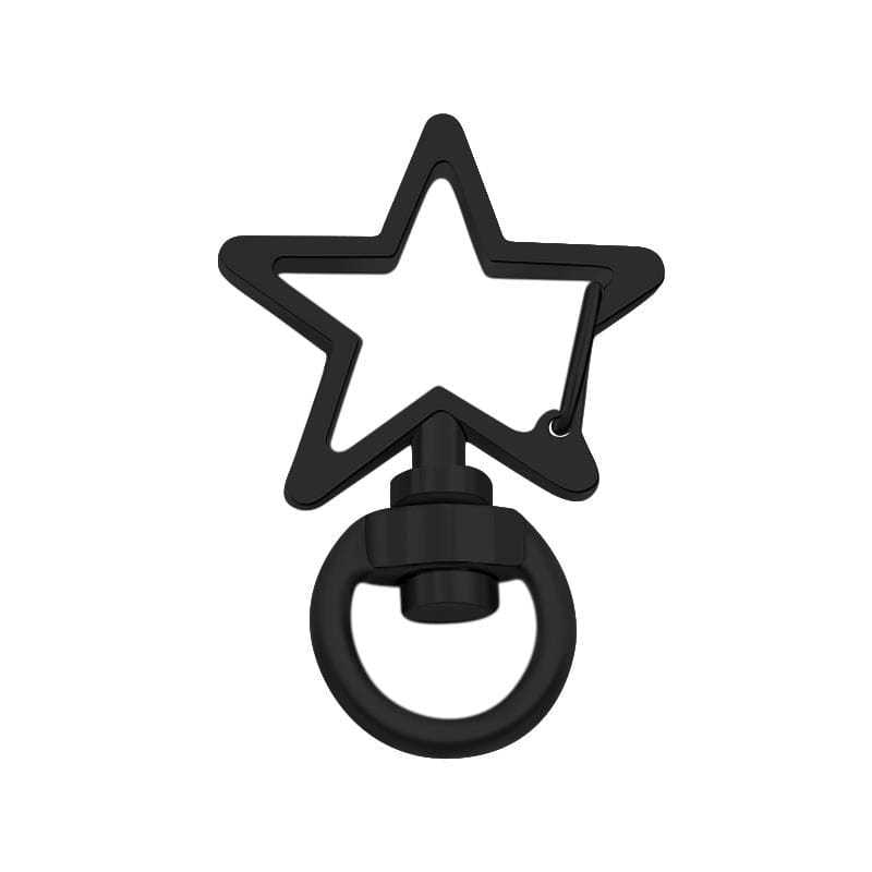 Star-Shaped Swivel Snap Hook Keychain Metal Spring Snap Key Ring Black - Giftlab