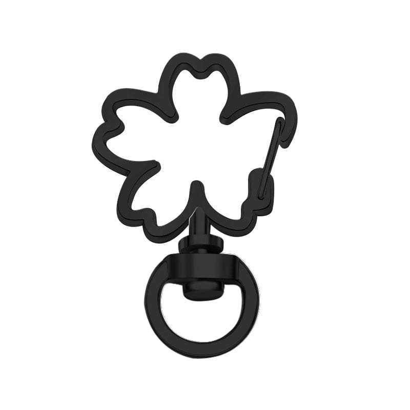 Cherry Blossoms Swivel Snap Hook Keychain Metal Spring Snap Key Ring Black - Giftlab