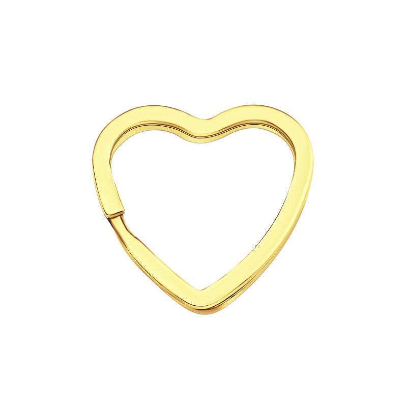 Heart-Shape Flat Key Ring Metal Split Parting Key Ring Gold - Giftlab