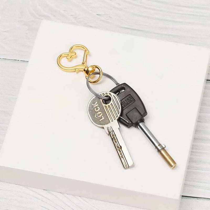 Heart-Shaped Swivel Snap Hook Keychain Metal Spring Snap Keychain Hook Lobster Clasp Key Ring Gold - Giftlab
