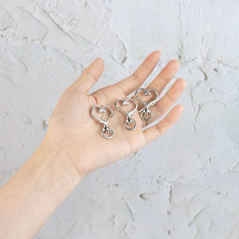Heart-Shaped Swivel Snap Hook Keychain Metal Spring Snap Keychain Hook Lobster Clasp Key Ring Silver - Giftlab