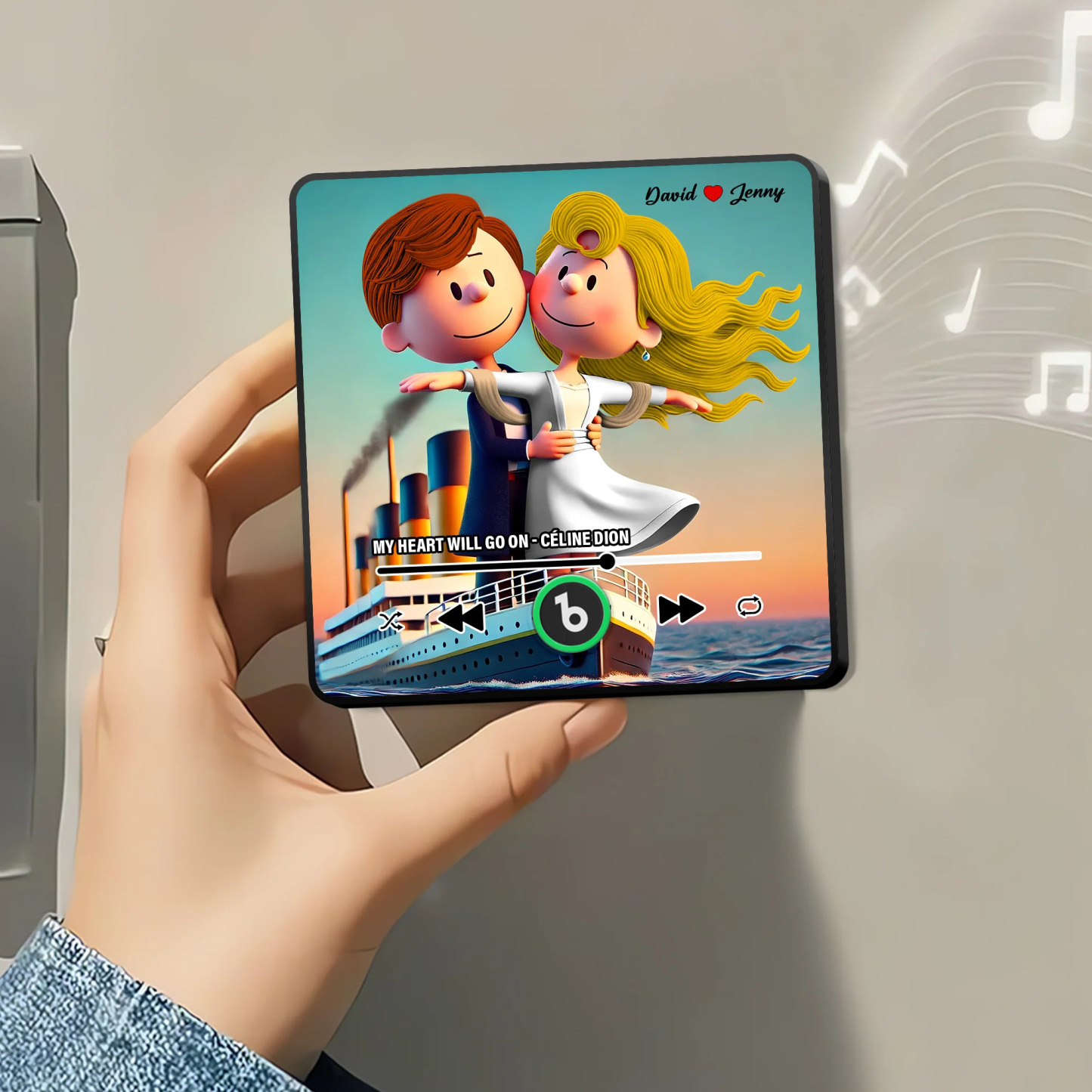 Custom Music Fridge Magnet Personalized Cartoon Characters Refrigerator Magnet Can Play Songs Gifts for Couple