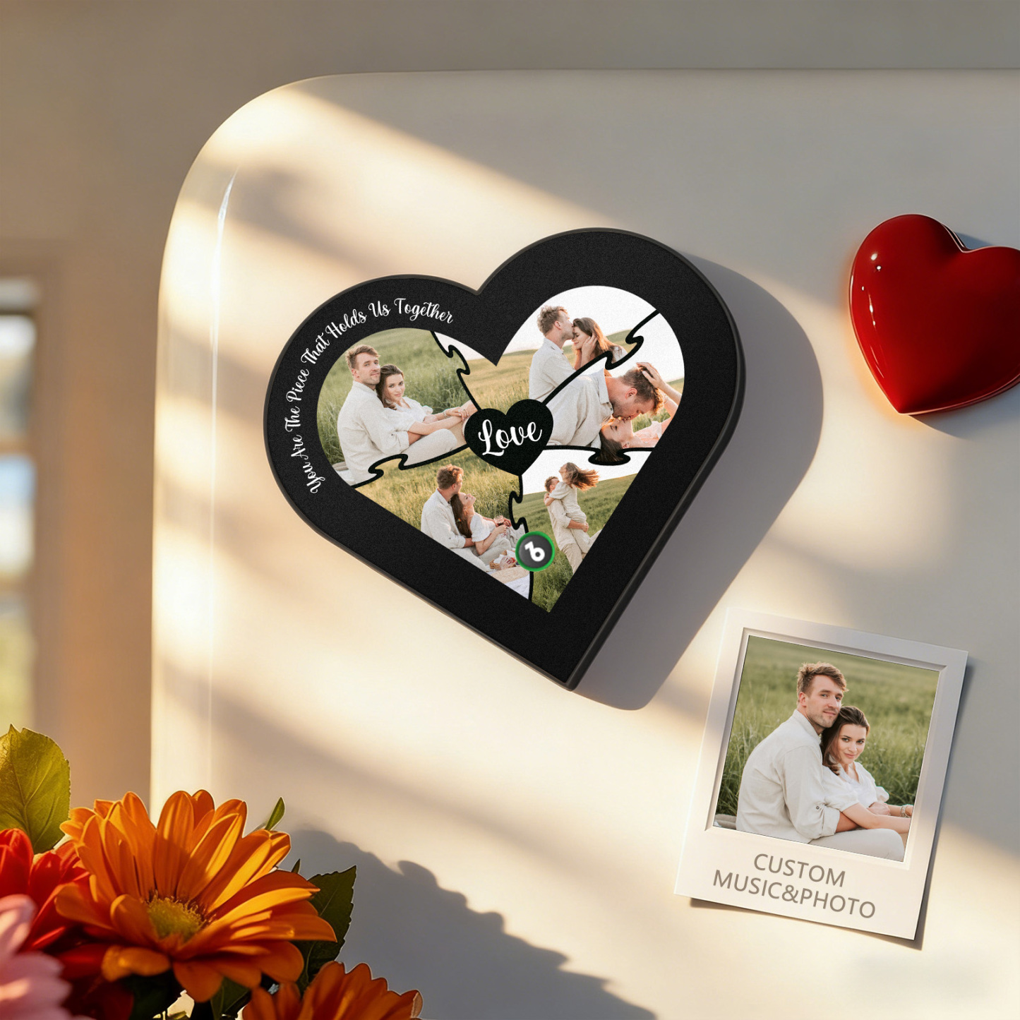 Custom Music Photo Fridge Magnet Heart-Shaped Romantic Gift for Couples Valentine's Day Gifts - Fridgebeats
