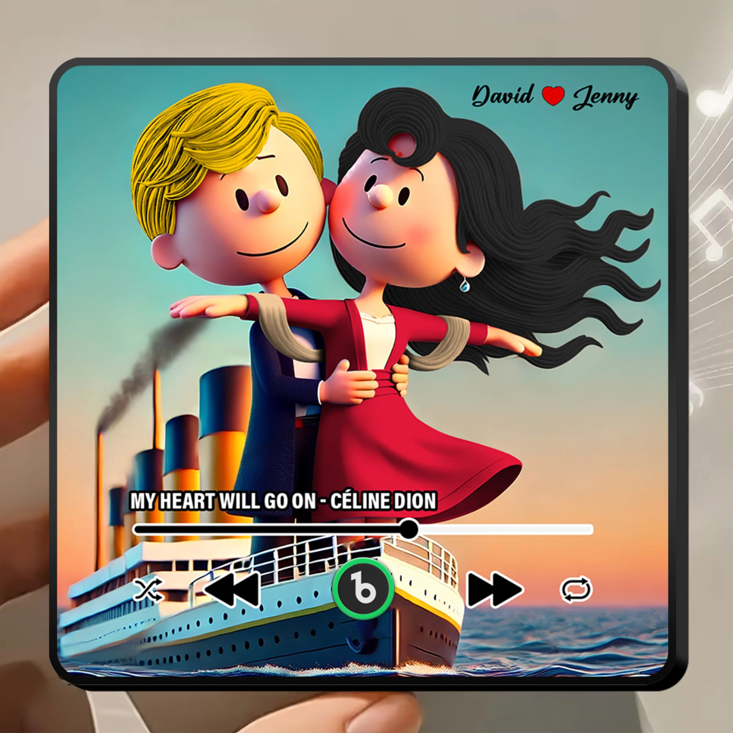 Custom Music Fridge Magnet Personalized Cartoon Characters Refrigerator Magnet Can Play Songs Gifts for Couple