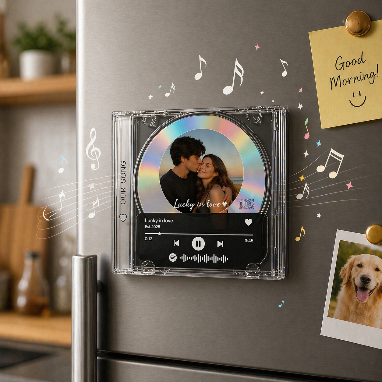 Personalized CD Player Music Fridge Magnet – Custom Photo & Song Gift for Couples