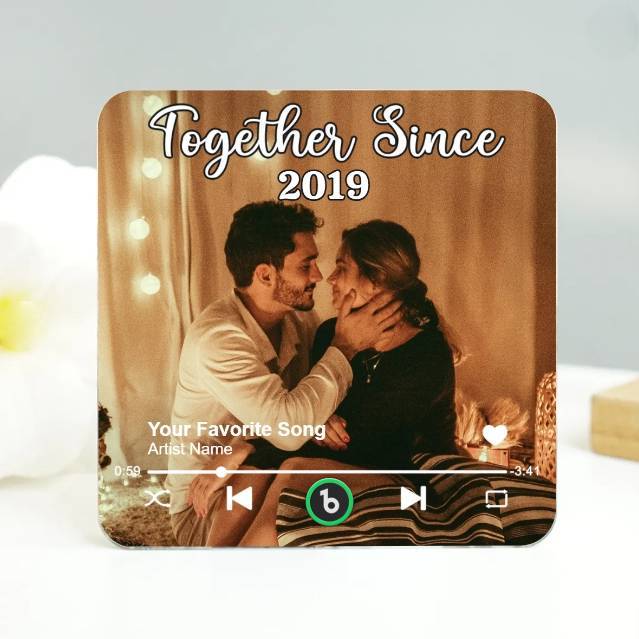 Personalized Music Fridge Magnet Couple Together Upload Photo Song Magnet Gifts for Couple