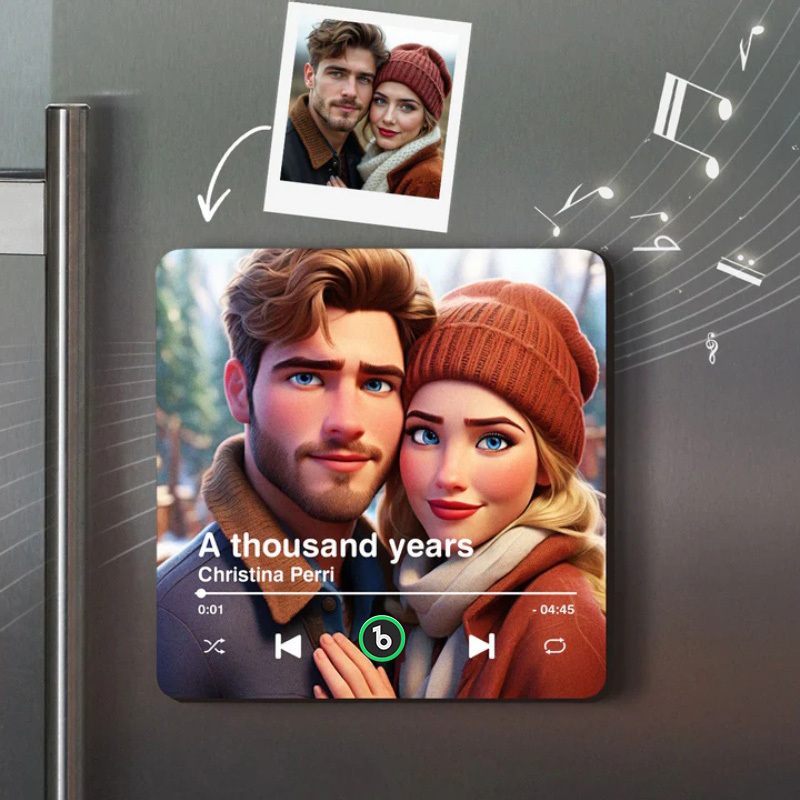 Custom Music Fridge Magnet Personalized Photo Cartoon Style Song Fridge Magnet That Can Play Songs Anniversary Gifts Birthday Gift for Friend