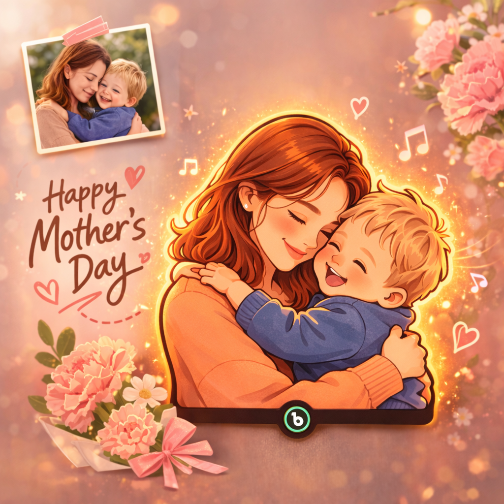 Custom Mother & Kids Photo Music Fridge Magnet with Light – Personalized Mother’s Day Memory Magnet Gift for Mom
