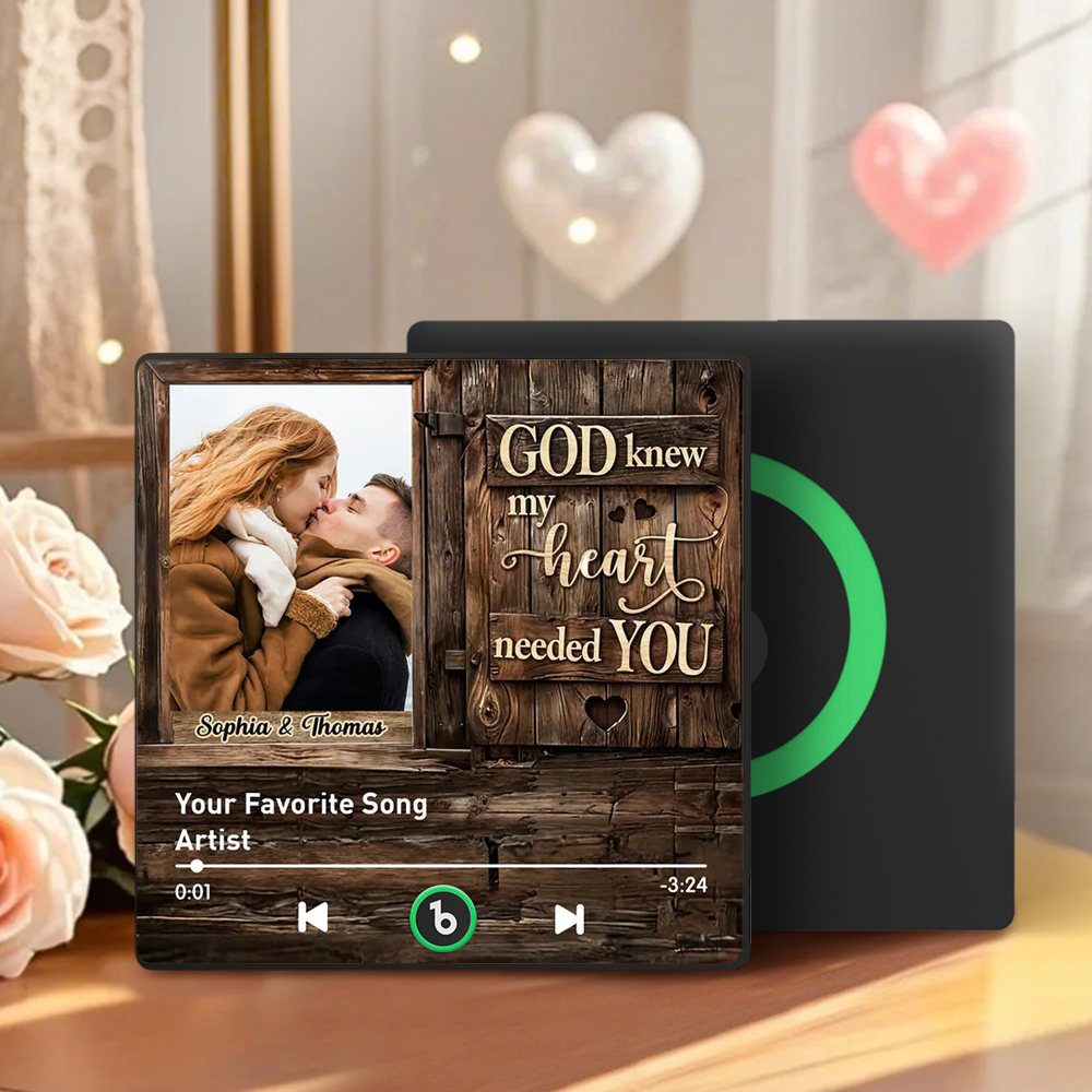 God Knew My Heart Needed You Couple Upload Photo Personalized Music Fridge Magnet Heartfelt Gift For Couple