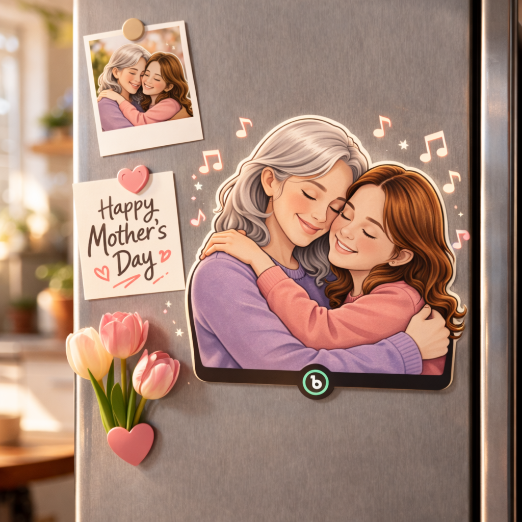 Custom Mother & Daughter Photo Fridge Magnet with Light – Personalized Family Memory Magnet Gift for Mom, Mother’s Day Keepsake Kitchen Decor A Gift That Glows with Love