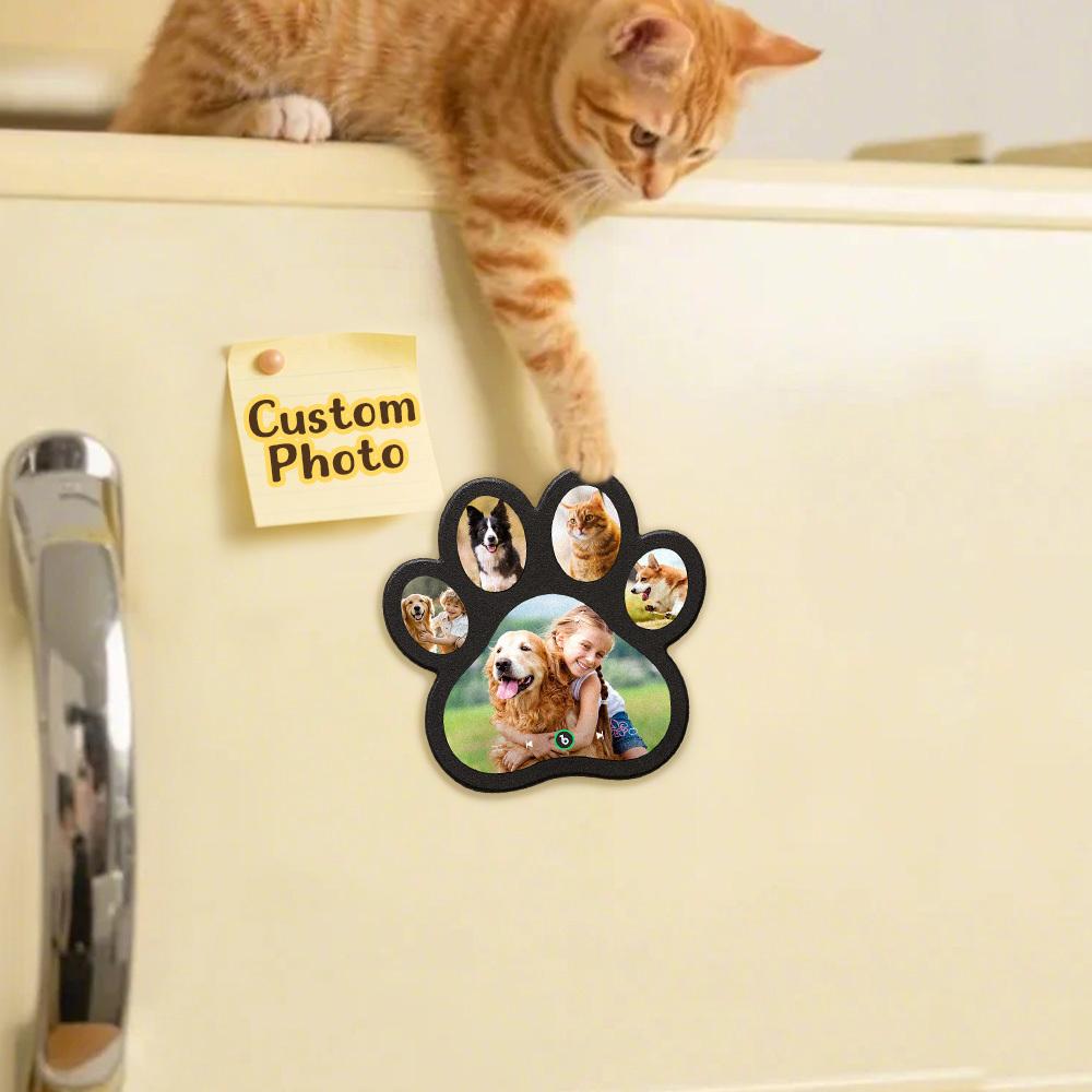 Custom Music Fridge Magnet Personalized Paw Print Song Magnets That Can Play Music Anniversary Gifts for Pet Lovers
