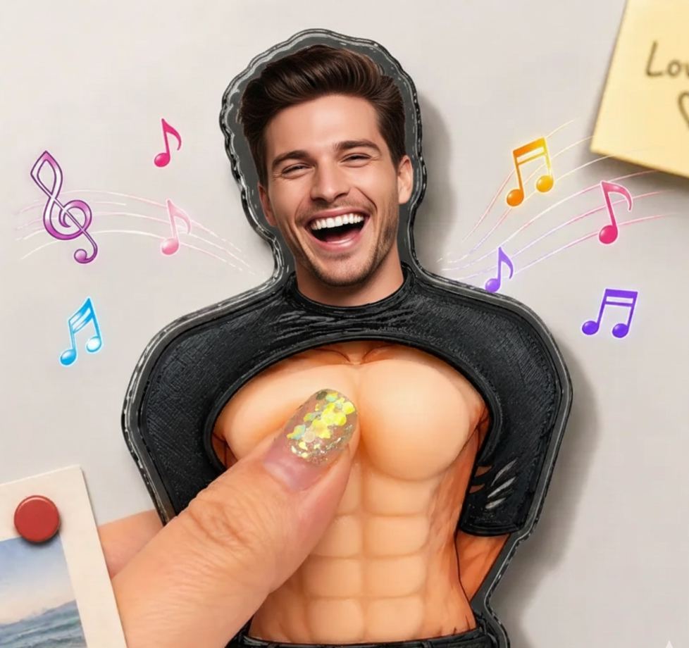 Personalized Squeeze Music Fridge Magnet – Custom Photo Sound Magnet, Fun Stress Relief Gift for Couples & Friends