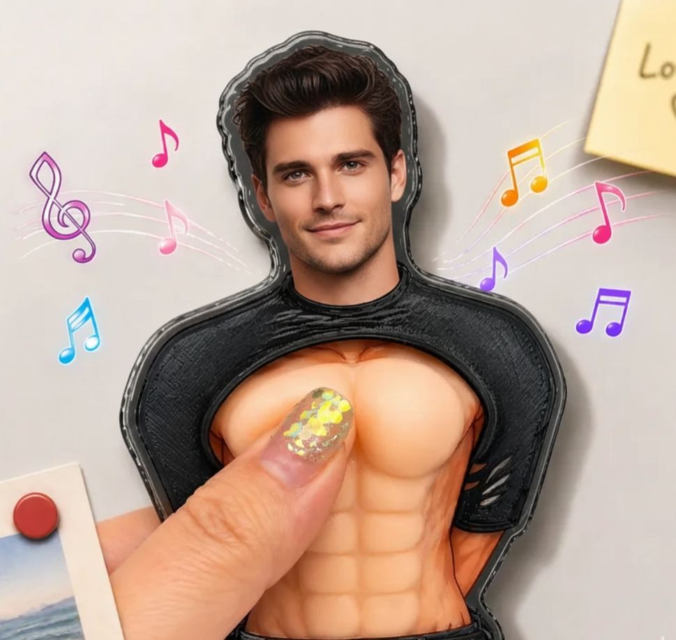 Personalized Squeeze Music Fridge Magnet – Custom Photo Sound Magnet, Fun Stress Relief Gift for Couples & Friends