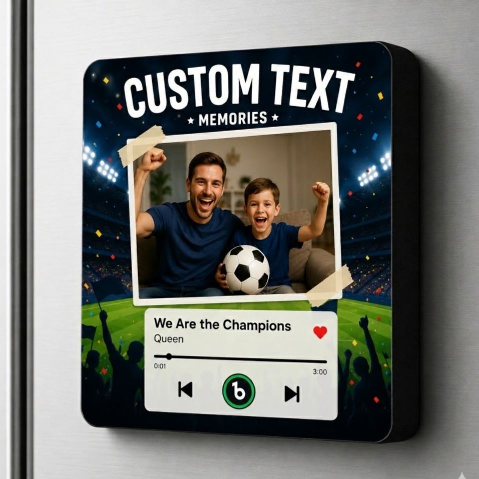 Personalized Sound Interactive Music Player Magnet - Custom Photo & Audio Fridge Magnet - 2026 Match Day Soccer Fan Gift, Championship Edition Home Decor