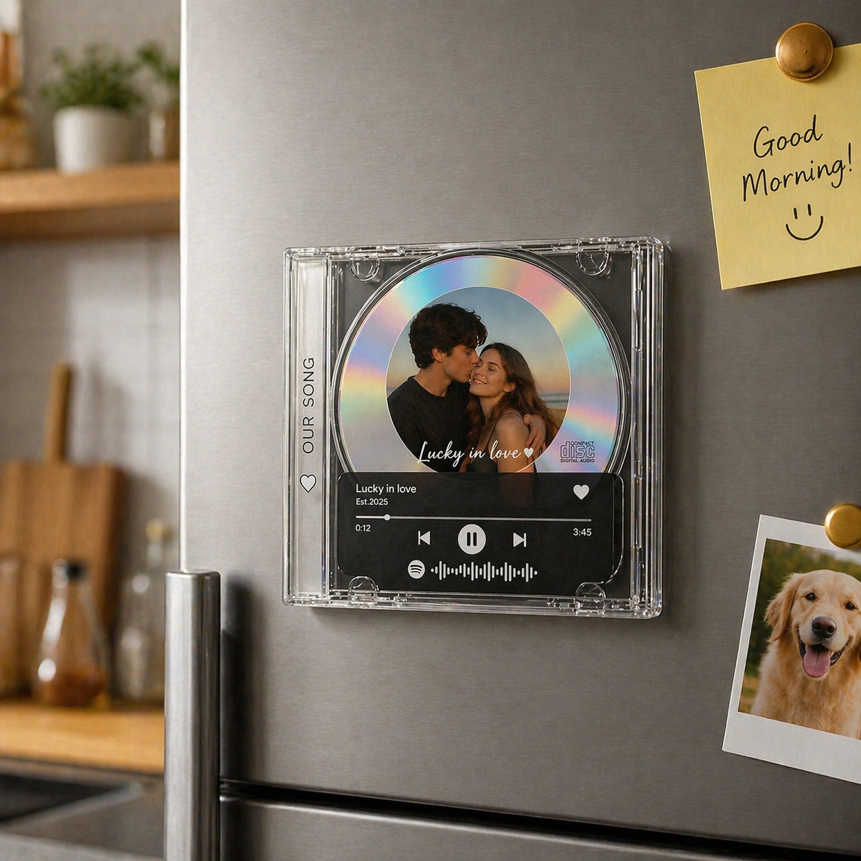 Personalized CD Player Music Fridge Magnet – Custom Photo & Song Gift for Couples